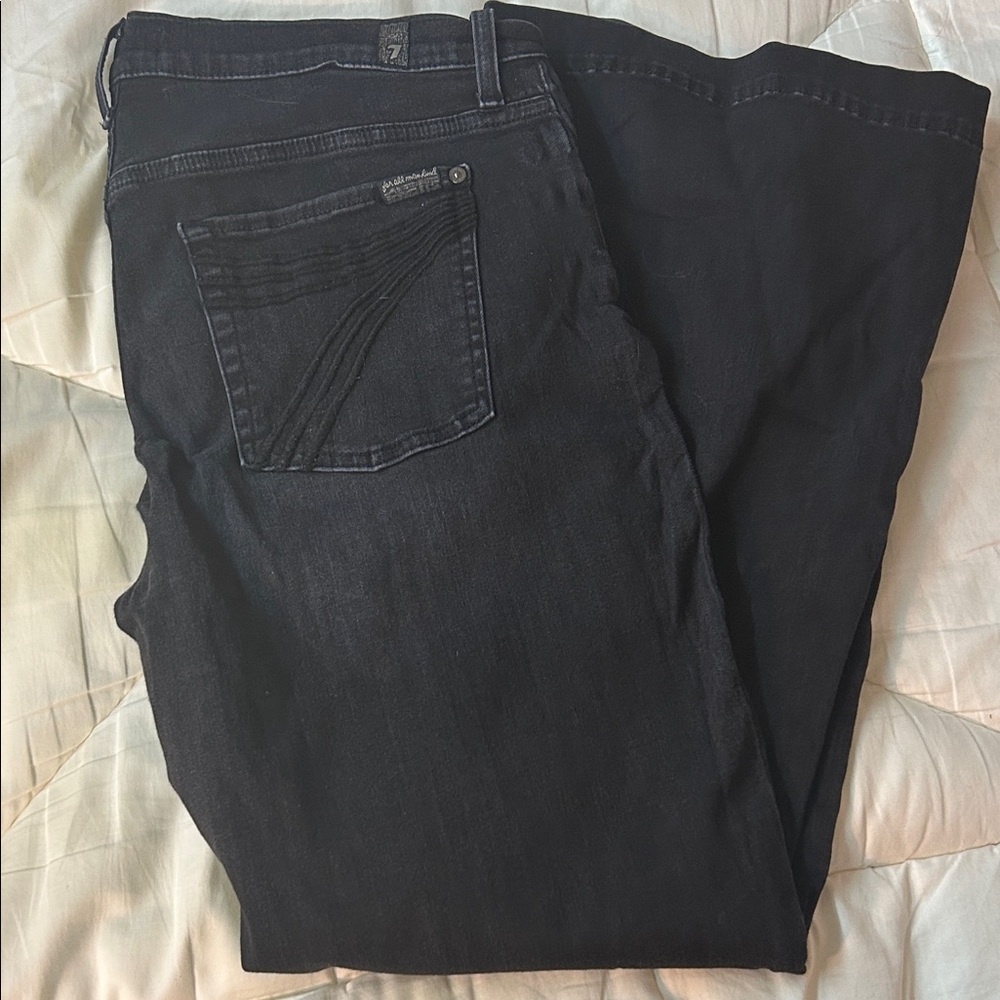 7 For All Mankind Women's Black Boot Cut Jeans